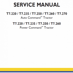 New Holland T7.220, T7.235, T7.250 Tractor Service Manual