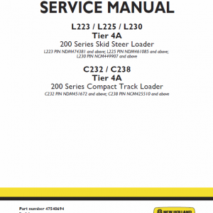 New Holland L223, L225, C232 Skidsteer Loader Service Manual