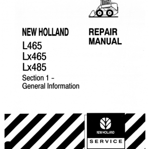 New Holland L465, Lx465, Lx485 Skidsteer Loader Service Manual