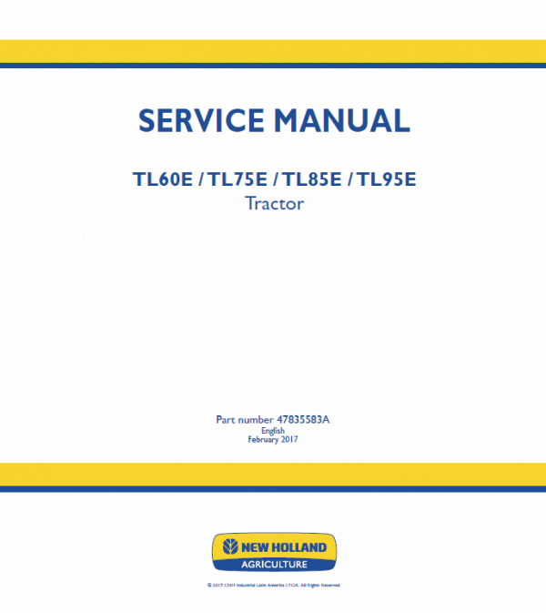 New Holland Tl60e, Tl75e, Tl85e, Tl95e Tractor Service Manual