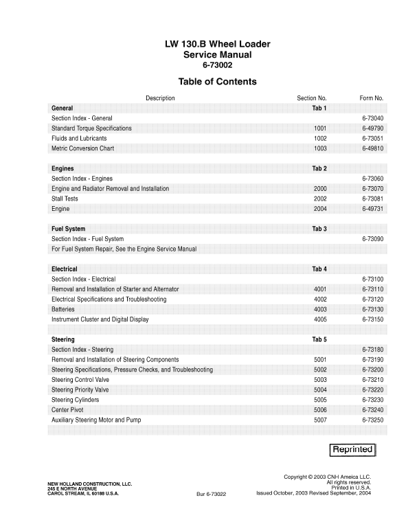 New Holland Lw130.b Wheel Loader Service Manual