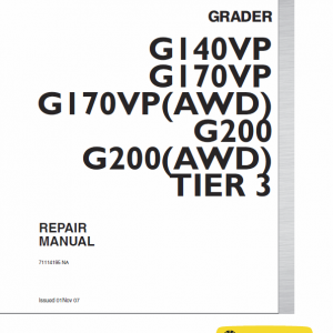 New Holland G170vp Awd, G200vp Awb Motor Grader Repair Manual