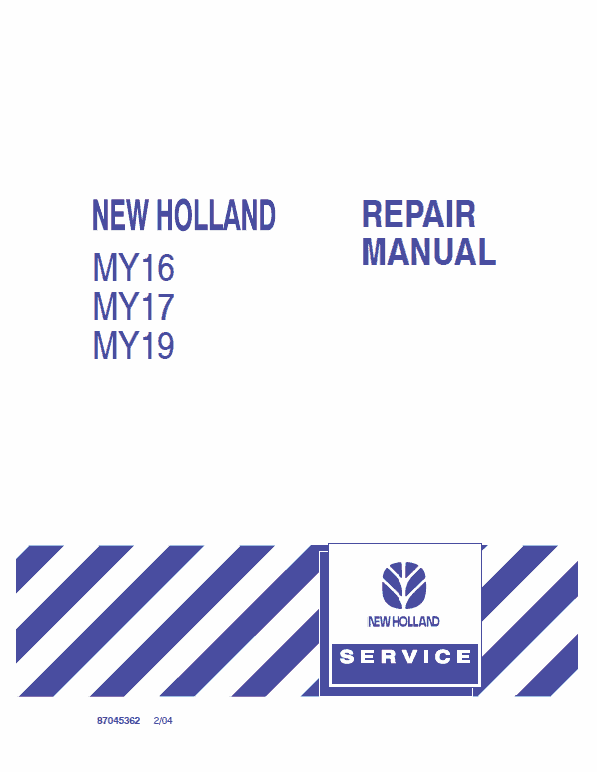 New Holland My16, My17, My19 Mower Tractor Service Manual