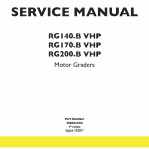 New Holland Rg140.b Vhp, Rg170.b Vhp, Rg200.b Vhp Motor Graders Manual