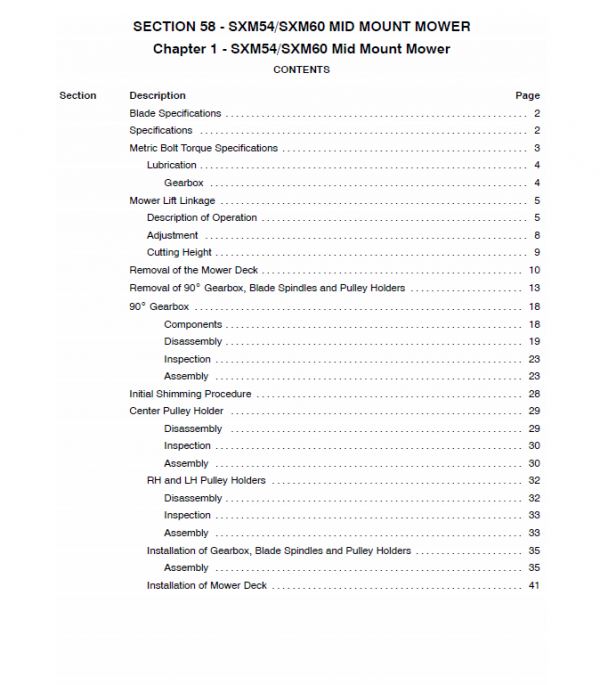 New Holland Sxm54, Sxm60 Mower Service Manual