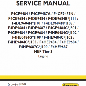 New Holland Engines F4ce/de/he Nef Tier 3 Service Manual