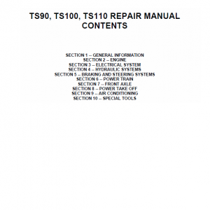 New Holland Ts90, Ts100, Ts110 Tractor Service Manual