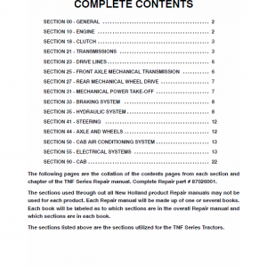 New Holland Tn65f, Tn70f, Tn75f Tractor Service Manual