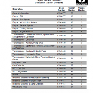 New Holland Tv145 Tractor Service Manual