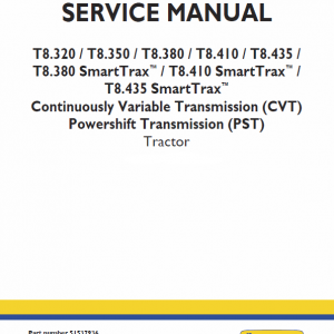 New Holland T8.320, T8.350, T8.380, T8.410, T8.435 Tractor Service Manual