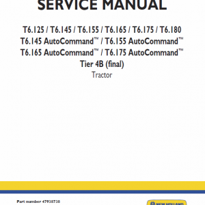 New Holland T6.125, T6.140, T6.145, T6.150, T6.155 Tractor Service Manual