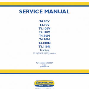 New Holland T4.80n, T4.90n, T4.100n, T4.110n Tractor Service Manual