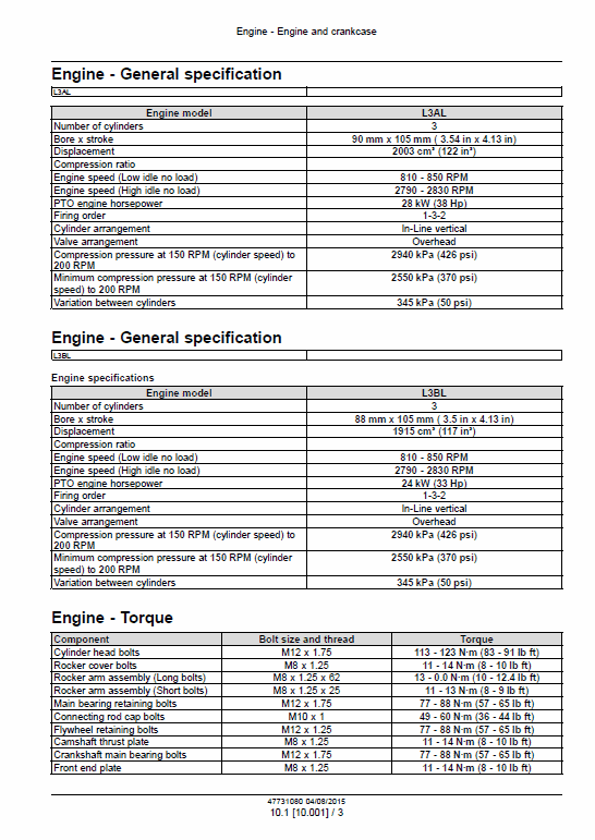 Cnh L3al, L3bl Tier 3 Engine Service Manual