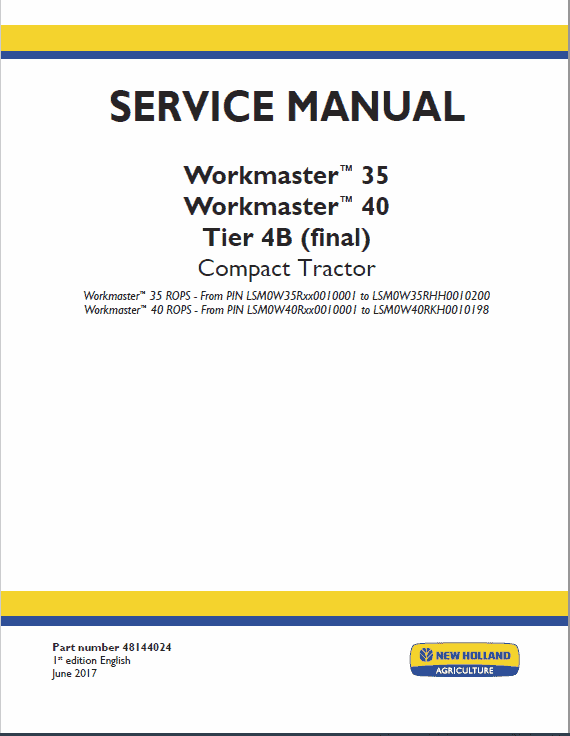 New Holland Workmaster 35 And 40 Tractor Service Manual