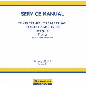 New Holland T9.600, T9.645, T9.700 Tractor Service Manual