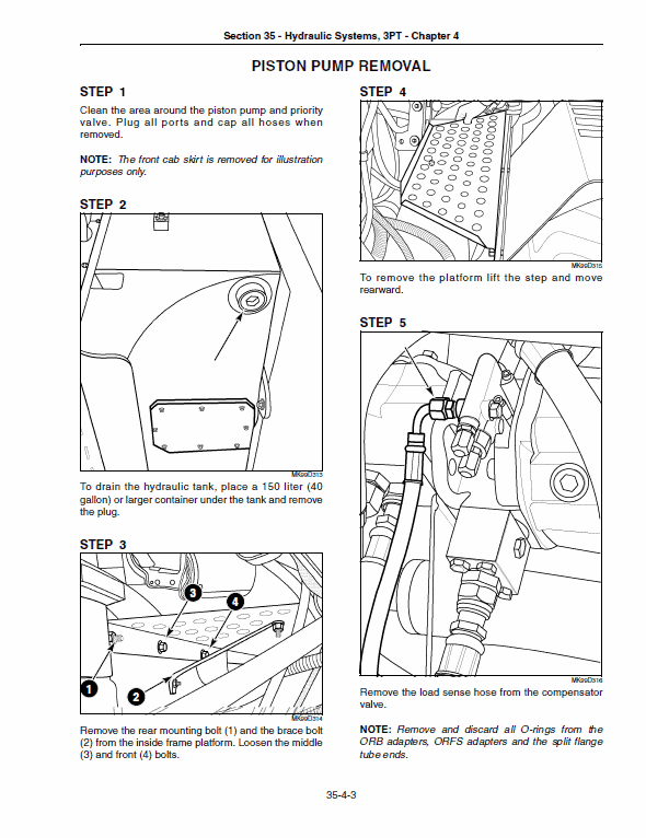 New Holland Tj280, Tj330, Tj430, Tj480, Tj530 Tractor Service Manual