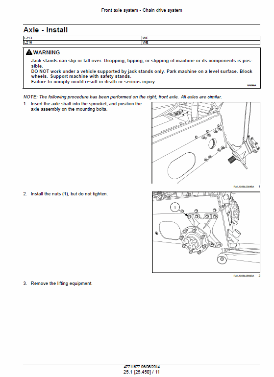 New Holland L213, L215, L216 Skidsteer Loader Service Manual