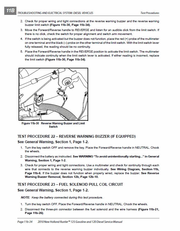 New Holland 120, 125 Rustler Service Manual