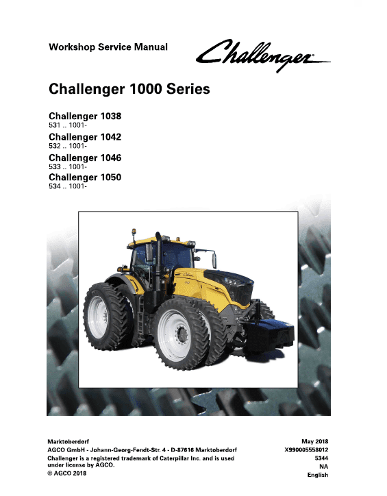 Challenger 1038, 1042, 1046, 1050 Tractor Workshop Manual