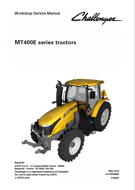 Challenger MT455E, MT465E, MT475E Tractor Service Manual