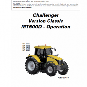 Challenger MT555D, MT565D, MT575D, MT585D, MT595D Tractor Workshop Manual