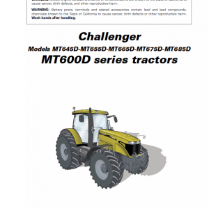 Challenger MT645D, MT655D, MT665D, MT675D, MT685D Tractor Workshop Manual