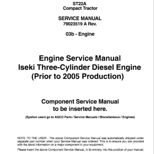 AGCO ST22A Compact Tractor Service Manual