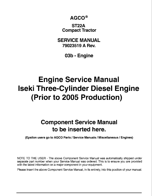 AGCO ST22A Compact Tractor Service Manual