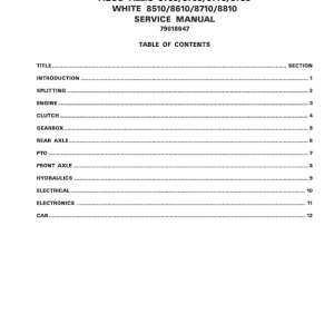 White 8510, 8610, 8710, 8810 Tractor Service Manual