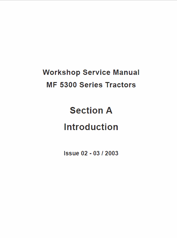 Massey Ferguson 5335, 5340, 5360, 5365 Tractor Service Manual