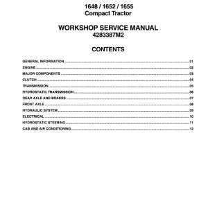 Massey Ferguson 1648, 1652, 1655 Compact Tractor Manual