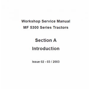 Massey Ferguson 5335, 5340, 5360, 5365 Tractor Service Manual