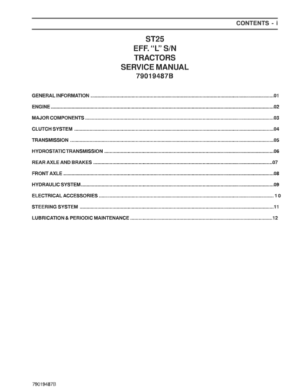 AGCO ST25 Compact Tractor Service Manual