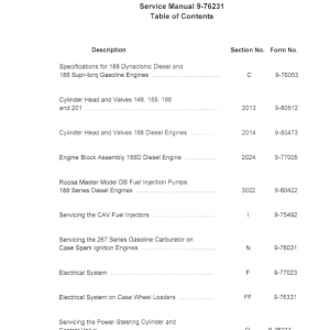 Case 500, W5, W5A Loader Service Manual