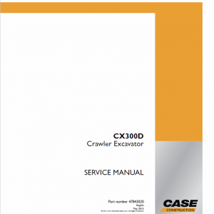 Case CX300D Crawler Excavator Service Manual