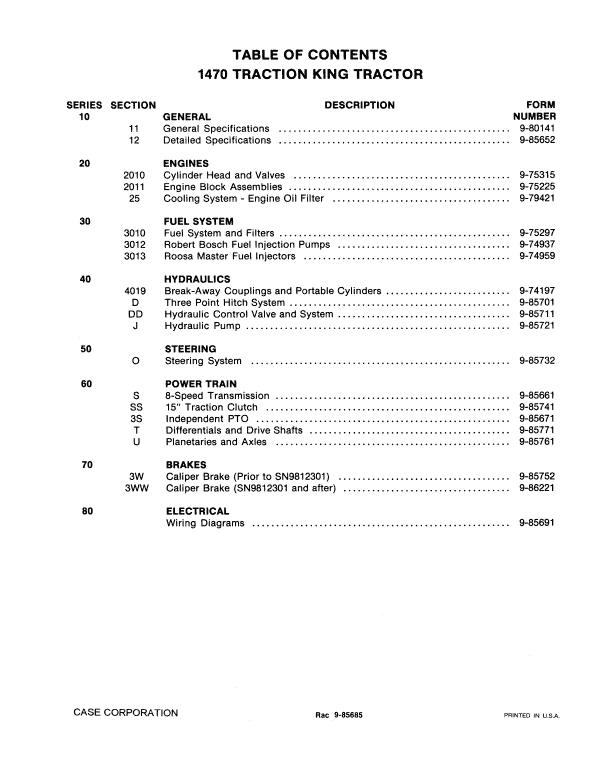 Case 1470 Traction King Tractor Service Manual