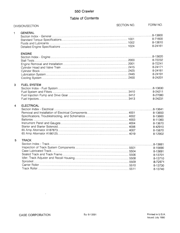 Case 550 Crawler Dozer Service Manual