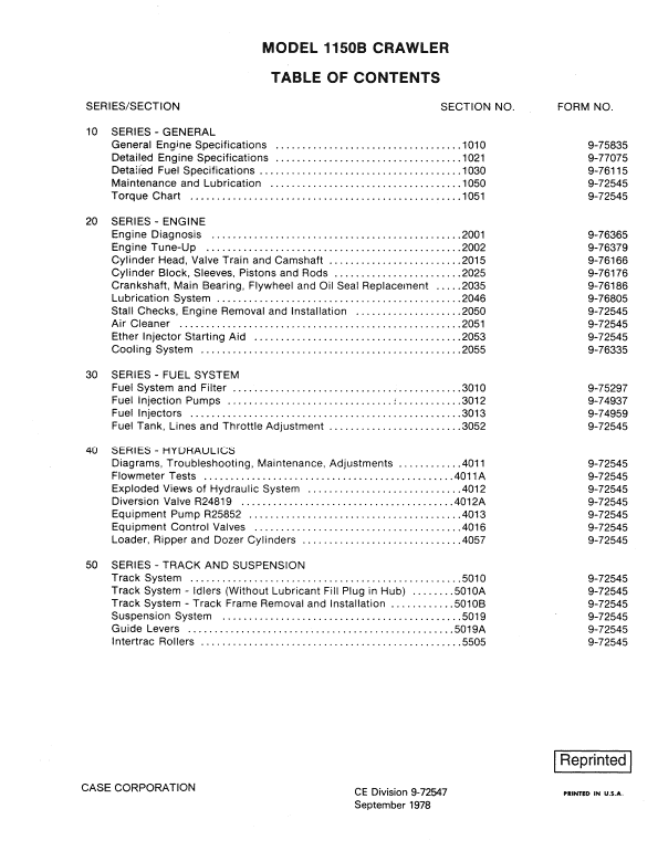 Case 1150B Crawler Dozer Service Manual