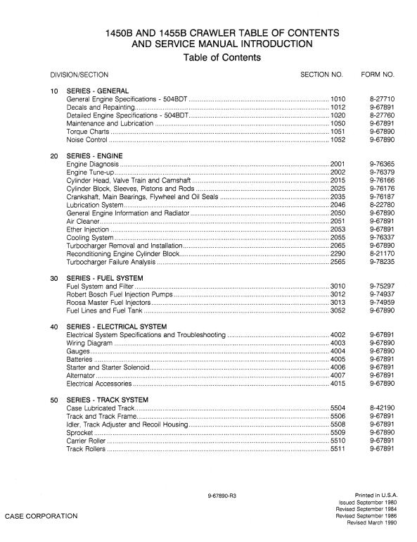 Case 1450B, 1455B Crawler Dozer Service Manual