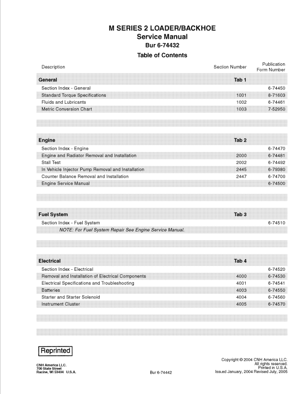 Case M Series 2 Loader Backhoe Service Manual