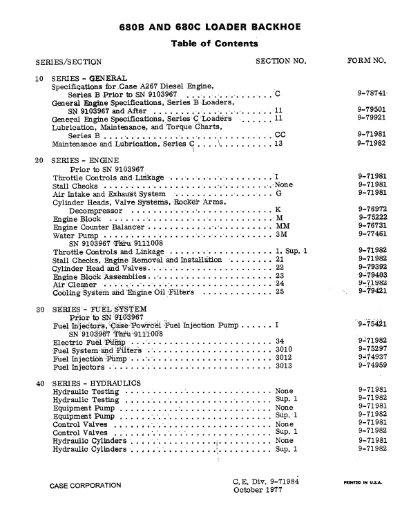 Case 680B, 680C Loader Service Manual