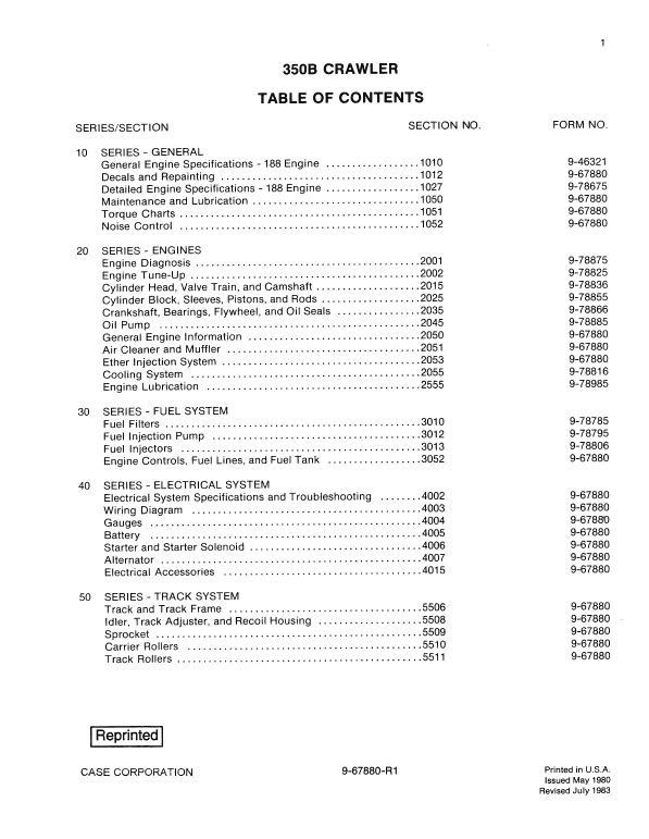 Case 350B Crawler Dozer Service Manual