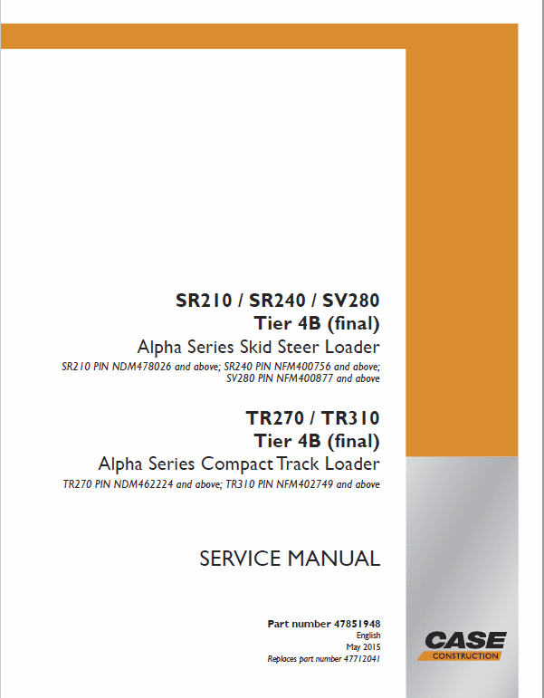 Case TR270, TR310 Track Loader Service Manual