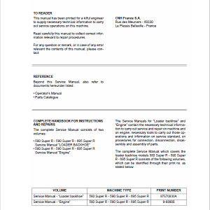 Case 580, 590, 695 Super R Backhoe Loader Service Manual