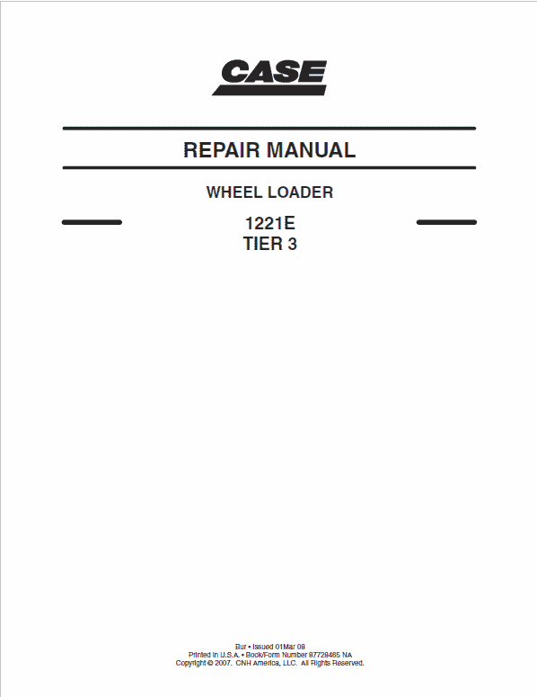 Case 1221E Wheel Loader Service Manual