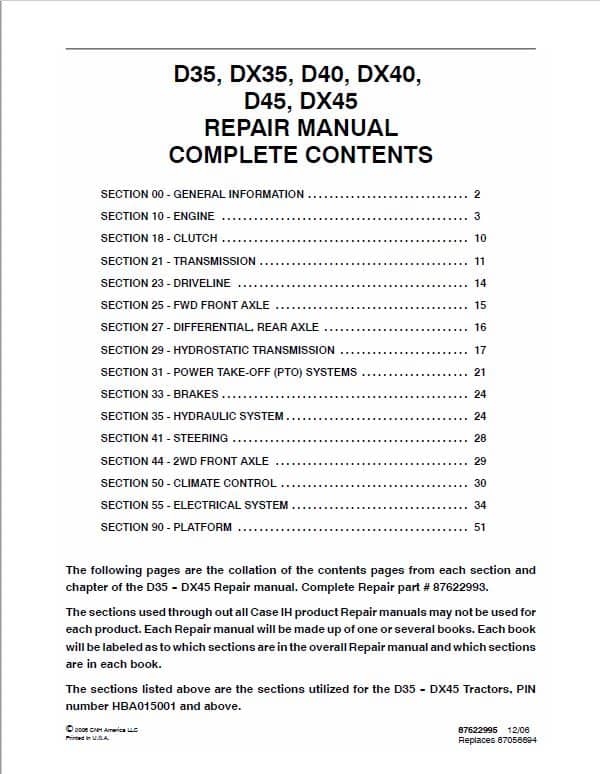 Case D35, D40, D45 Tractor Service Manual