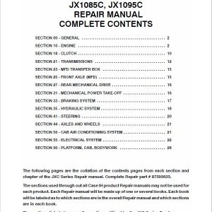 Case JX1060C, JX1070C, JX1075C, JX1085C, JX1095C Tractor Service Manual