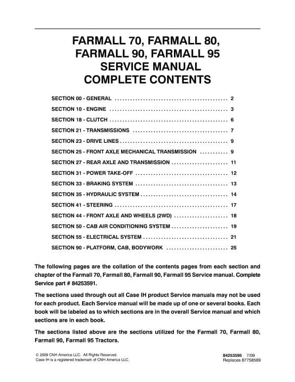 Case Farmall 70, 80, 90, 95 Tractor Service Manual