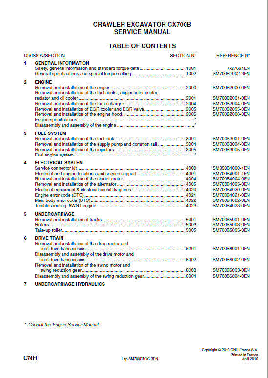 Case CX700B Crawler Excavator Service Manual