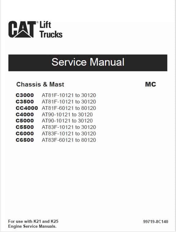 CAT C4000, C5000, C5500, C6000, C6500 Lift Truck Service Manual